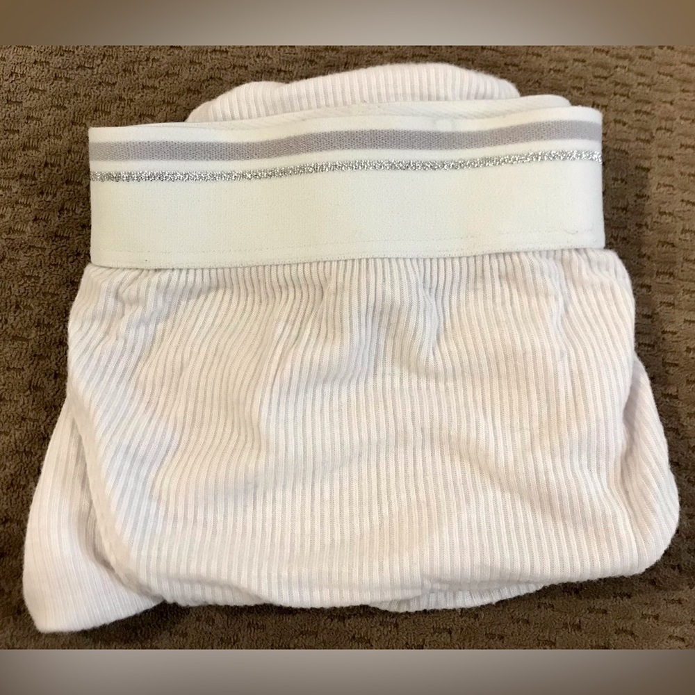 NWOT aerie White High-Leg with Silver Glitter Striped Waistband Panties - S